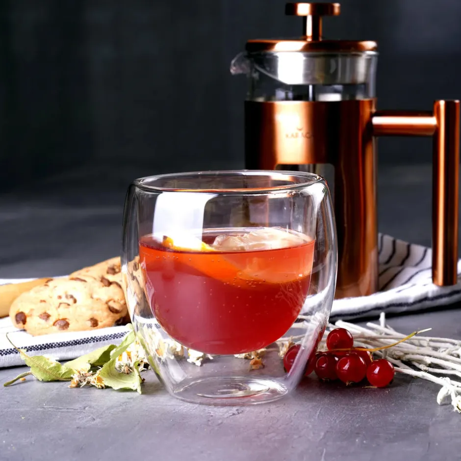 Karaca Gläser-Sets-Doppelwand Borosilikat Glas Latte Cup Set für 2 Personen 350 ml Farblös