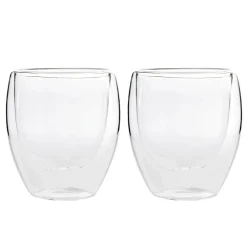 Karaca Gläser-Sets-Doppelwand Borosilikat Glas Latte Cup Set für 2 Personen 350 ml Farblös