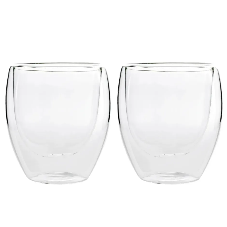 Karaca Gläser-Sets-Doppelwand Borosilikat Glas Latte Cup Set für 2 Personen 350 ml Farblös