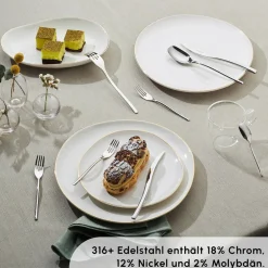 Karaca Bestecksets Für 12 Personen-Dora 316+ Premium 84 Teiliges Für 12 Personen Besteck Set Platın
