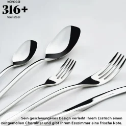 Karaca Bestecksets Für 12 Personen-Dora 316+ Premium 84 Teiliges Für 12 Personen Besteck Set Platın
