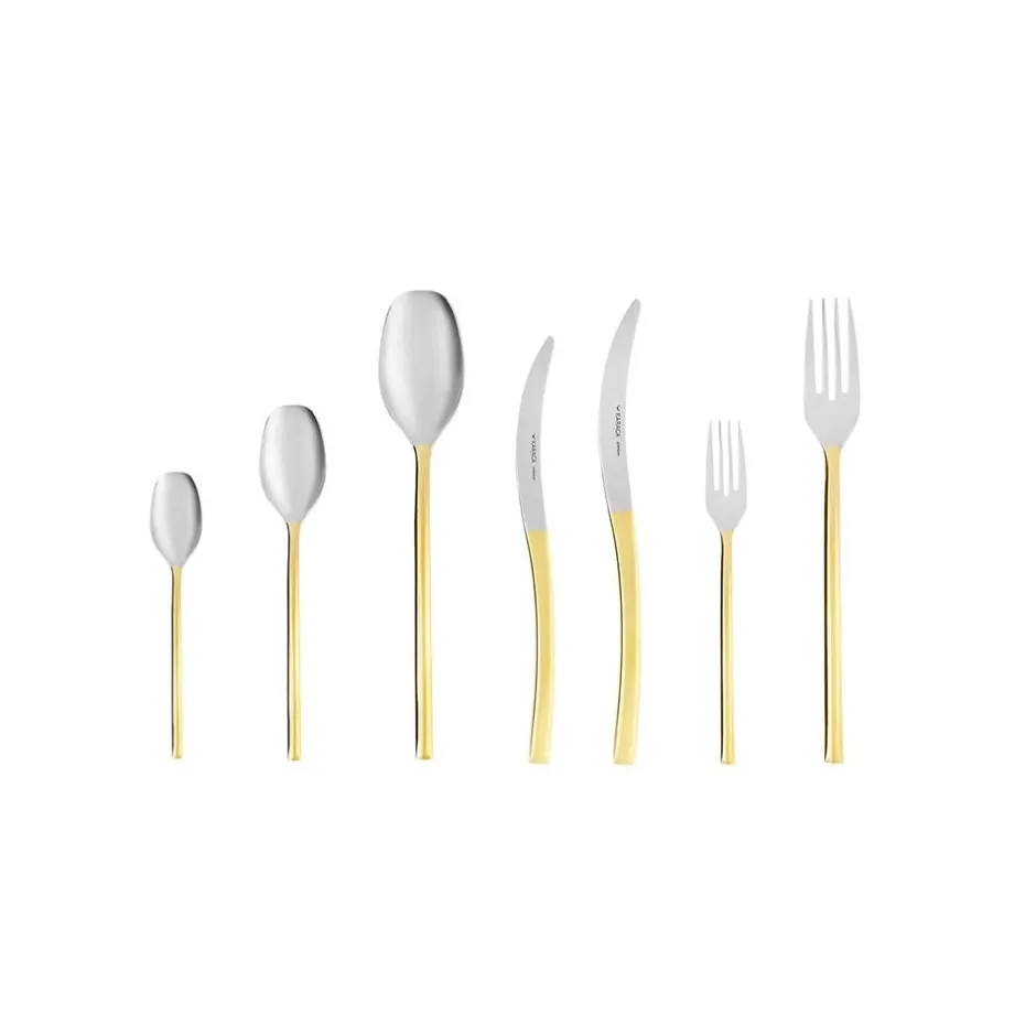 Karaca Bestecksets Für 12 Personen-Dora 84-teiliges Besteck-Set 316+ Premium mit Schachtel Gold