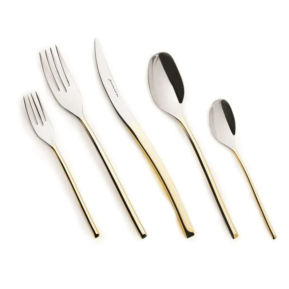 Karaca Bestecksets Für 12 Personen-Dora 84-teiliges Besteck-Set 316+ Premium mit Schachtel Gold