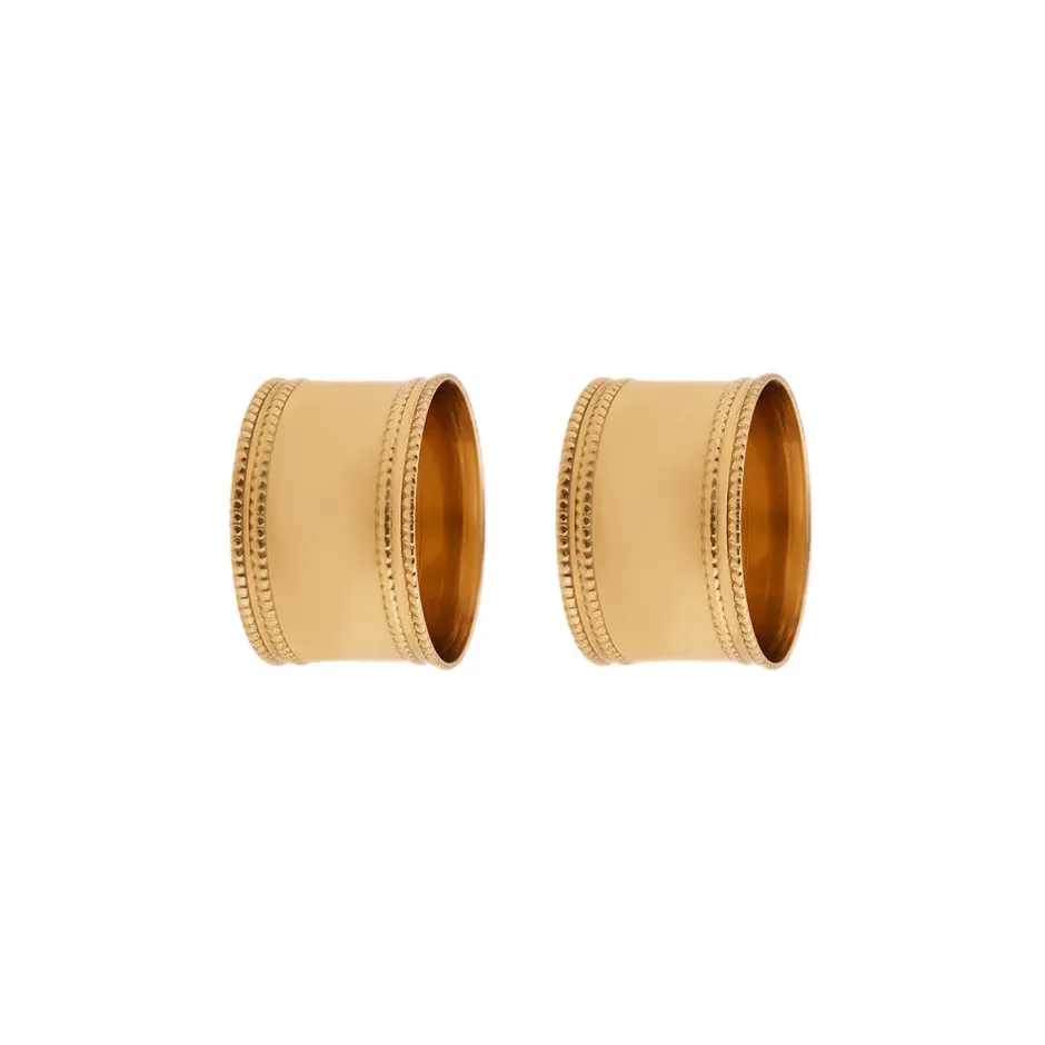 Karaca Serviette & Serviettenhalter-Dots 2-teiliges Serviettenring Gold