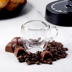Karaca Gläser-Sets-Double Wall Borosilikat Glas Tassenset für 2 Personen 150 ml with Handle Farblös