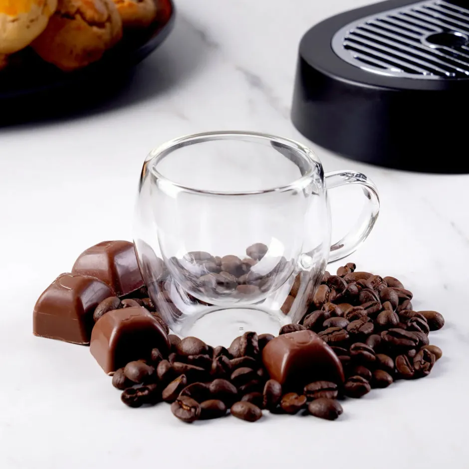 Karaca Gläser-Sets-Double Wall Borosilikat Glas Tassenset für 2 Personen 150 ml with Handle Farblös