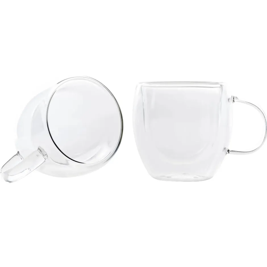 Karaca Gläser-Sets-Double Wall Borosilikat Glas Tassenset für 2 Personen 150 ml with Handle Farblös