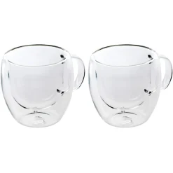 Karaca Gläser-Sets-Double Wall Borosilikat Glas Tassenset für 2 Personen 150 ml with Handle Farblös