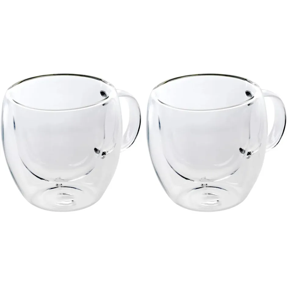 Karaca Gläser-Sets-Double Wall Borosilikat Glas Tassenset für 2 Personen 150 ml with Handle Farblös