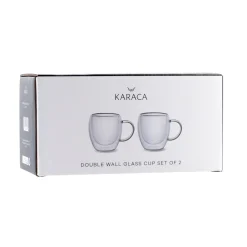 Karaca Gläser-Sets-Double Wall Borosilikat Glas Tassenset für 2 Personen 150 ml with Handle Farblös