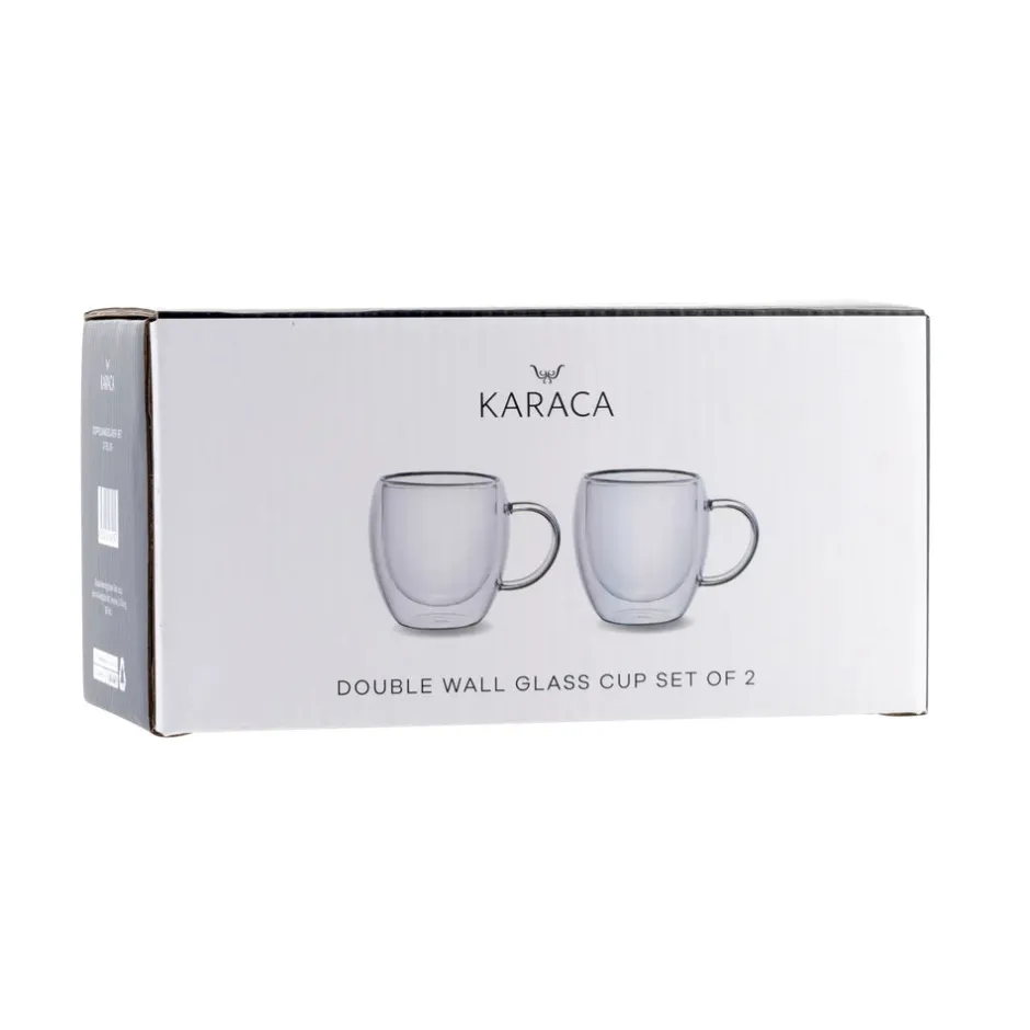 Karaca Gläser-Sets-Double Wall Borosilikat Glas Tassenset für 2 Personen 150 ml with Handle Farblös