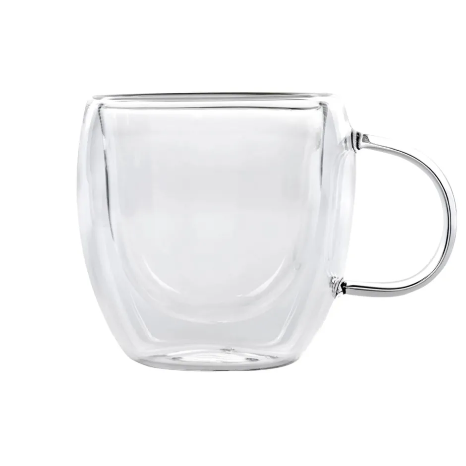 Karaca Gläser-Sets-Double Wall Borosilikat Glas Tassenset für 2 Personen 150 ml with Handle Farblös