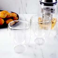Karaca Gläser-Sets-Double Wall Borosilikat Glas Tasse 2er Set 300 ml Farblös