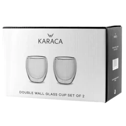 Karaca Gläser-Sets-Double Wall Borosilikat Glas Tasse 2er Set 300 ml Farblös