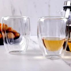 Karaca Gläser-Sets-Double Wall Borosilikat Glas Tasse 2er Set 300 ml Farblös
