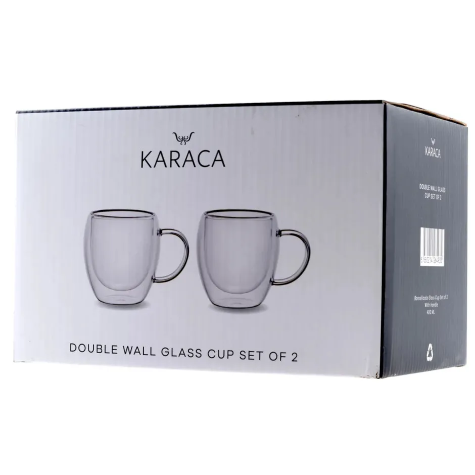 Karaca Gläser-Sets-Double Wall Borosilikat Glas Tassenet für 2 Personen 300 ml Farblös