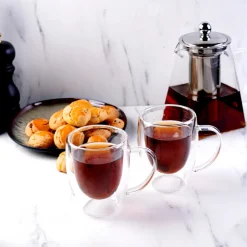 Karaca Gläser-Sets-Double Wall Borosilikat Glas Tassenet für 2 Personen 300 ml Farblös
