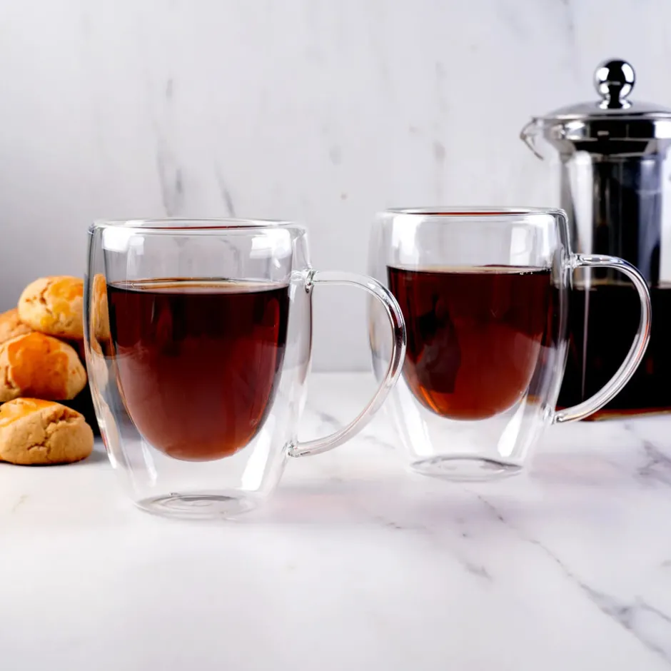 Karaca Gläser-Sets-Double Wall Borosilikat Glas Tassenet für 2 Personen 300 ml Farblös