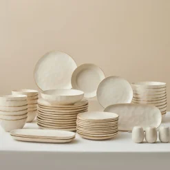 Karaca Tafelservice Für 12 Personen-Earth Collection Aria 55-teiliges Tafelservice für 12 Personen Beige Beıge01
