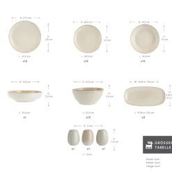 Karaca Tafelservice Für 12 Personen-Earth Collection Aria 55-teiliges Tafelservice für 12 Personen Beige Beıge01