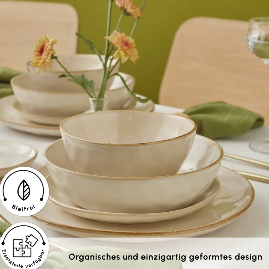 Karaca Tafelservice Für 12 Personen-Earth Collection Aria 55-teiliges Tafelservice für 12 Personen Beige Beıge01