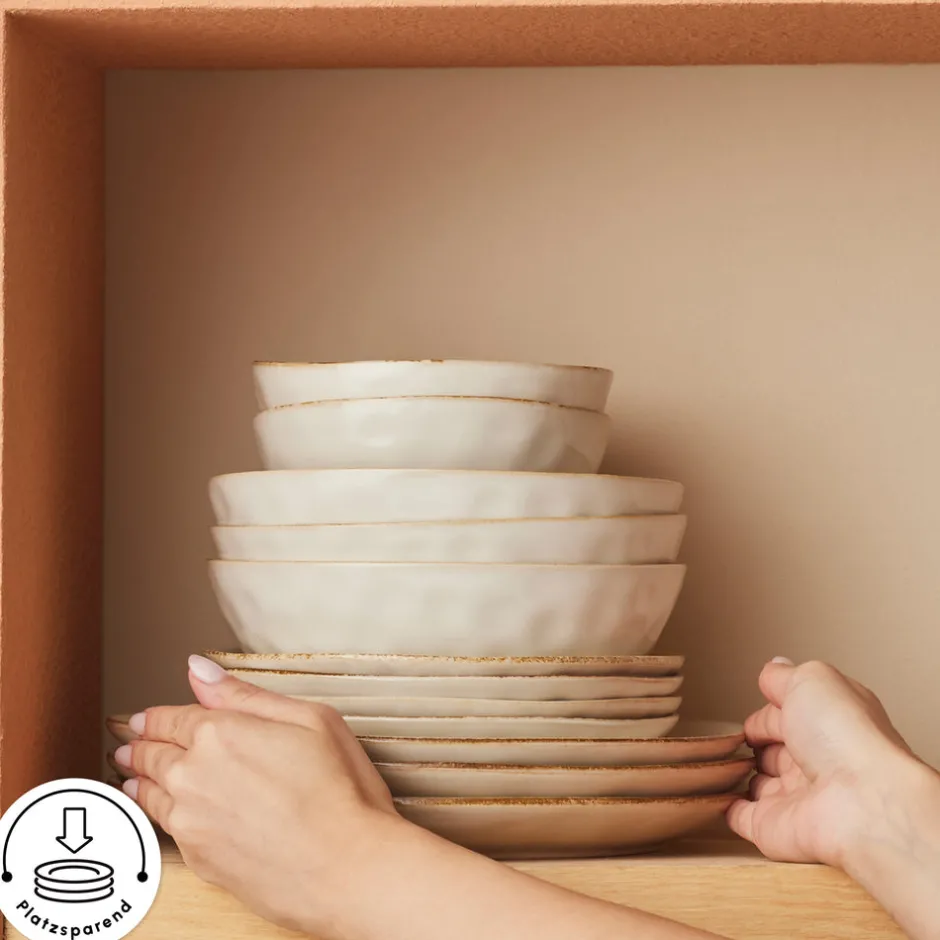 Karaca Tafelservice Für 12 Personen-Earth Collection Aria 55-teiliges Tafelservice für 12 Personen Beige Beıge01