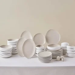 Karaca Tafelservice Für 12 Personen-Earth Collection Cupid 55-teiliges 12-Personen-Geschirrset Cream01
