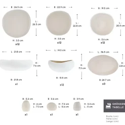 Karaca Tafelservice Für 12 Personen-Earth Collection Cupid 55-teiliges 12-Personen-Geschirrset Cream01