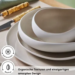 Karaca Tafelservice Für 12 Personen-Earth Collection Cupid 55-teiliges 12-Personen-Geschirrset Cream01