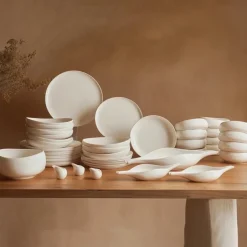 Karaca Tafelservice Für 12 Personen-Earth Collection Clay 55-teiliges 12 Personen Geschirrset Weıß01