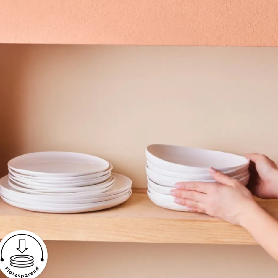 Karaca Tafelservice Für 12 Personen-Earth Collection Clay 55-teiliges 12 Personen Geschirrset Weıß01