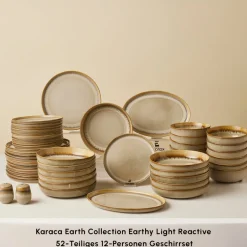 Karaca Tafelservice Für 12 Personen-Earth Collection Earthy Light Reactive 52-Teiliges 12-Personen Geschirrset Multıfarben