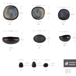 Karaca Tafelservice Für 12 Personen-Earth Collection Galactic 55-teiliges Tafelservice für 12 Personen – Schwarz Siyah
