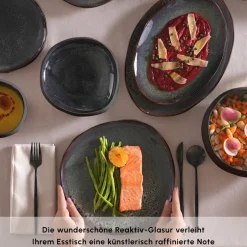 Karaca Tafelservice Für 12 Personen-Earth Collection Galactic 55-teiliges Tafelservice für 12 Personen – Schwarz Siyah