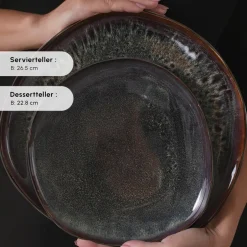 Karaca Tafelservice Für 12 Personen-Earth Collection Galactic 55-teiliges Tafelservice für 12 Personen – Schwarz Siyah