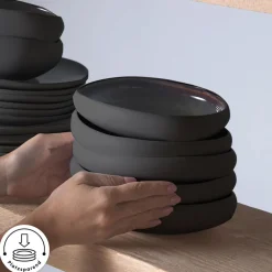 Karaca Tafelservice Für 12 Personen-Earth Collection Galactic 55-teiliges Tafelservice für 12 Personen – Schwarz Siyah