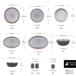 Karaca Tafelservice Für 12 Personen-Earth Collection Mercure 59-Teiliges 12-Personen Geschirrset Multıfarben