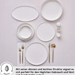 Karaca Tafelservice Für 12 Personen-Earth Collection Matte Glaze 55-teiliges 12-Personen Geschirrset Weıß01