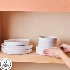 Karaca Tafelservice Für 12 Personen-Earth Collection Matte Glaze 55-teiliges 12-Personen Geschirrset Weıß01