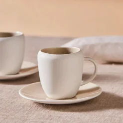 Karaca Mokka & Espressotassen Set-Earth Collection New Cupid Reactive Glaze Espresso Türkischer Kaffeetassen-Set, 90 ml, Für 1 Person, Beige-Weiß BEIGE WEISS