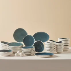 Karaca Tafelservice Für 12 Personen-Earth Collection New Galactic Oscar Reactive Glaze 55-teiliges Tafelset für 12 Personen, Multi Multıcolor