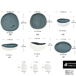 Karaca Tafelservice Für 12 Personen-Earth Collection New Galactic Oscar Reactive Glaze 55-teiliges Tafelset für 12 Personen, Multi Multıcolor