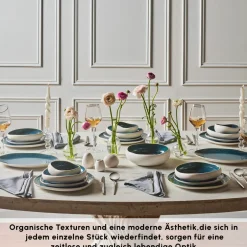 Karaca Tafelservice Für 12 Personen-Earth Collection New Galactic Oscar Reactive Glaze 55-teiliges Tafelset für 12 Personen, Multi Multıcolor