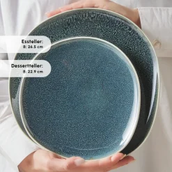 Karaca Tafelservice Für 12 Personen-Earth Collection New Galactic Oscar Reactive Glaze 55-teiliges Tafelset für 12 Personen, Multi Multıcolor