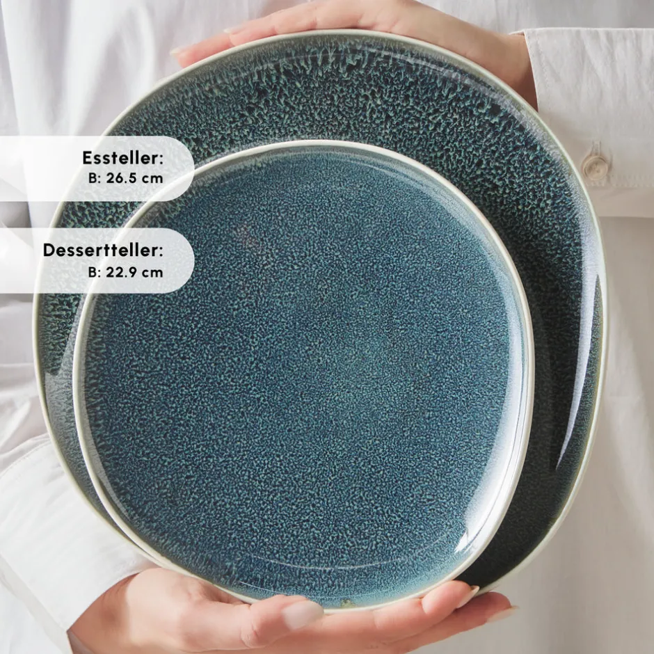 Karaca Tafelservice Für 12 Personen-Earth Collection New Galactic Oscar Reactive Glaze 55-teiliges Tafelset für 12 Personen, Multi Multıcolor