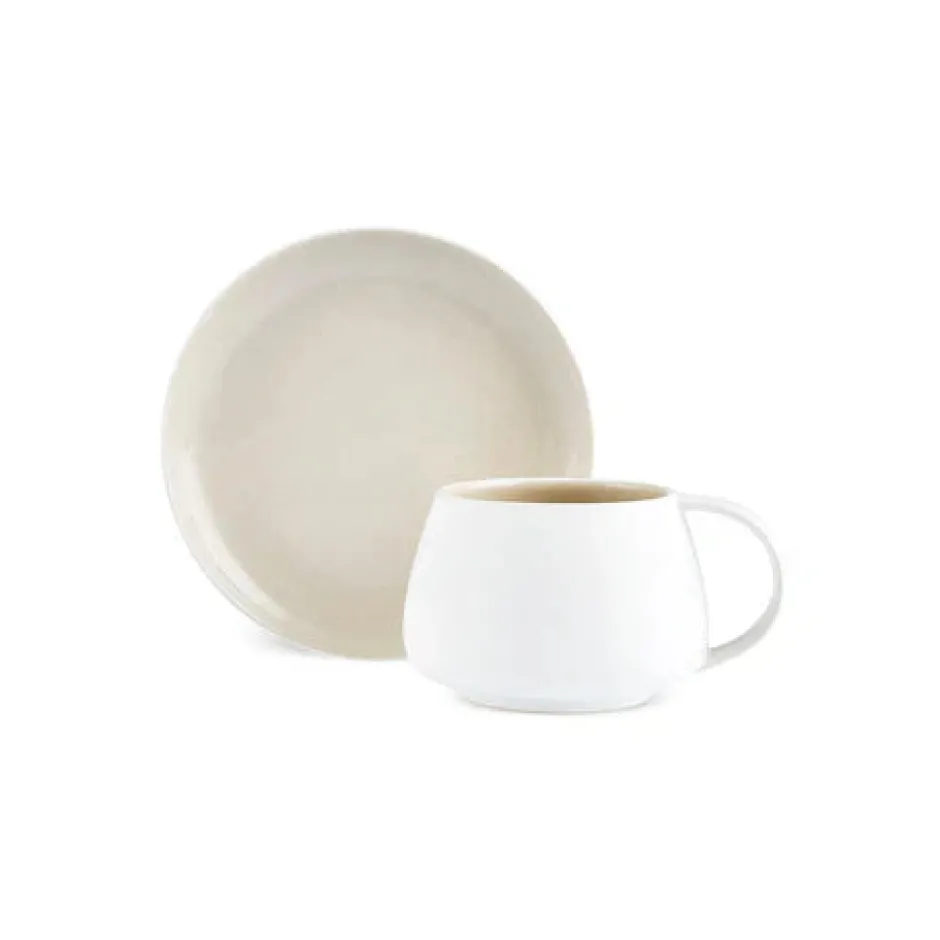Karaca Mokka & Espressotassen Set-Earth Collection New Cupid 2-teiliges Teeset mit Reaktivglasur, 300 ml, Für eine Person, Beige-Weiß BEIGE WEISS
