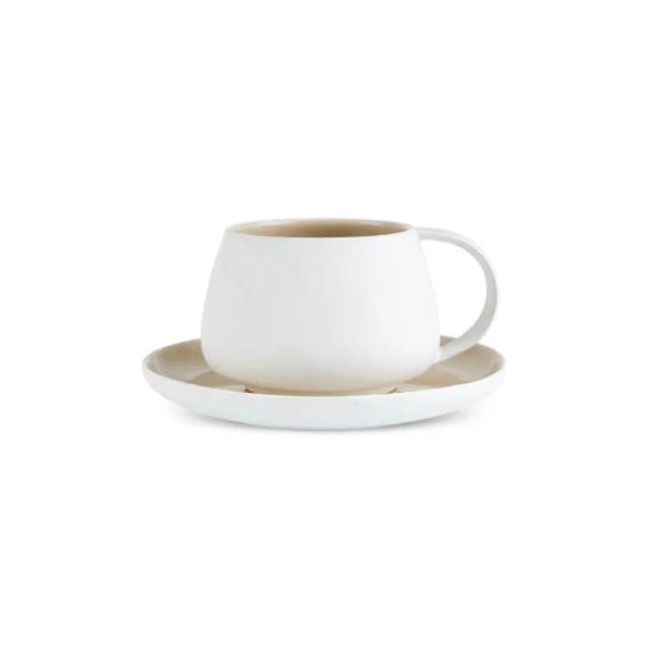 Karaca Mokka & Espressotassen Set-Earth Collection New Cupid 2-teiliges Teeset mit Reaktivglasur, 300 ml, Für eine Person, Beige-Weiß BEIGE WEISS