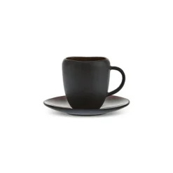 Karaca Mokka & Espressotassen Set-Earth Collection New Galactic 2-teiliges Espresso- und Türkischer-Kaffee-Set mit Reaktivglasur, 100 ml, Für eine Person, Schwarz EINZELPERSON