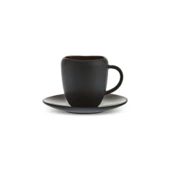 Karaca Mokka & Espressotassen Set-Earth Collection New Galactic 2-teiliges Espresso- und Türkischer-Kaffee-Set mit Reaktivglasur, 100 ml, Für eine Person, Schwarz EINZELPERSON