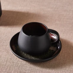Karaca Teetassen Sets-Earth Collection New Galactic 1-teiliges Reaktivglasur Teeset, 300 ml, Schwarz